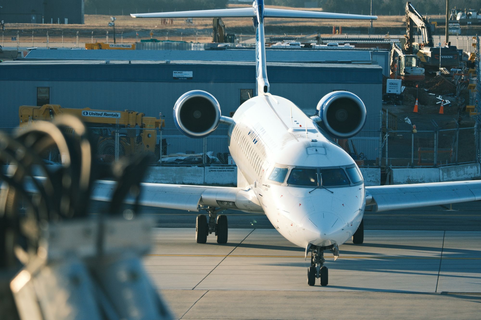 Commercial jet on the tarmac in daylight