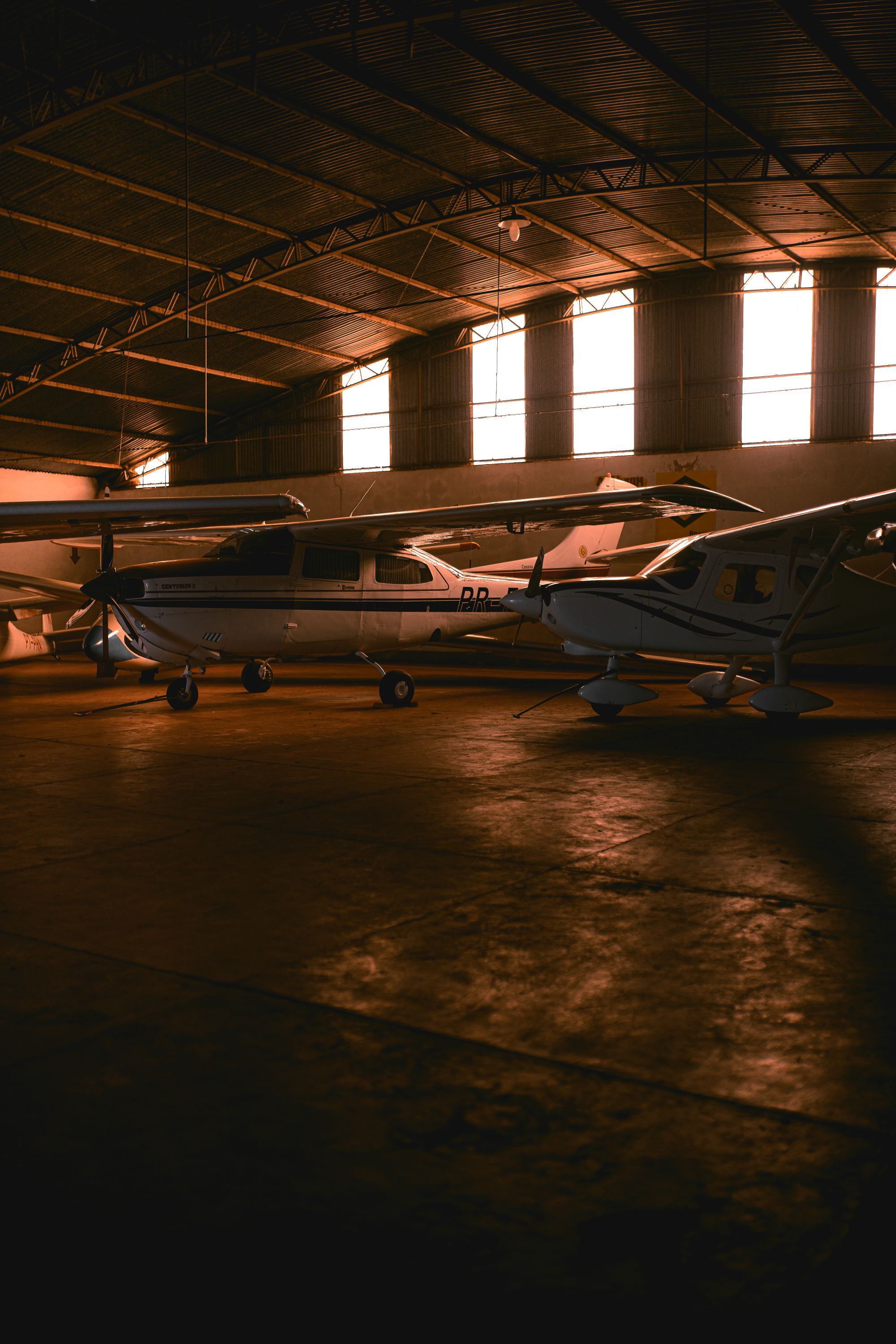 Aircraft in a maintenance hangar